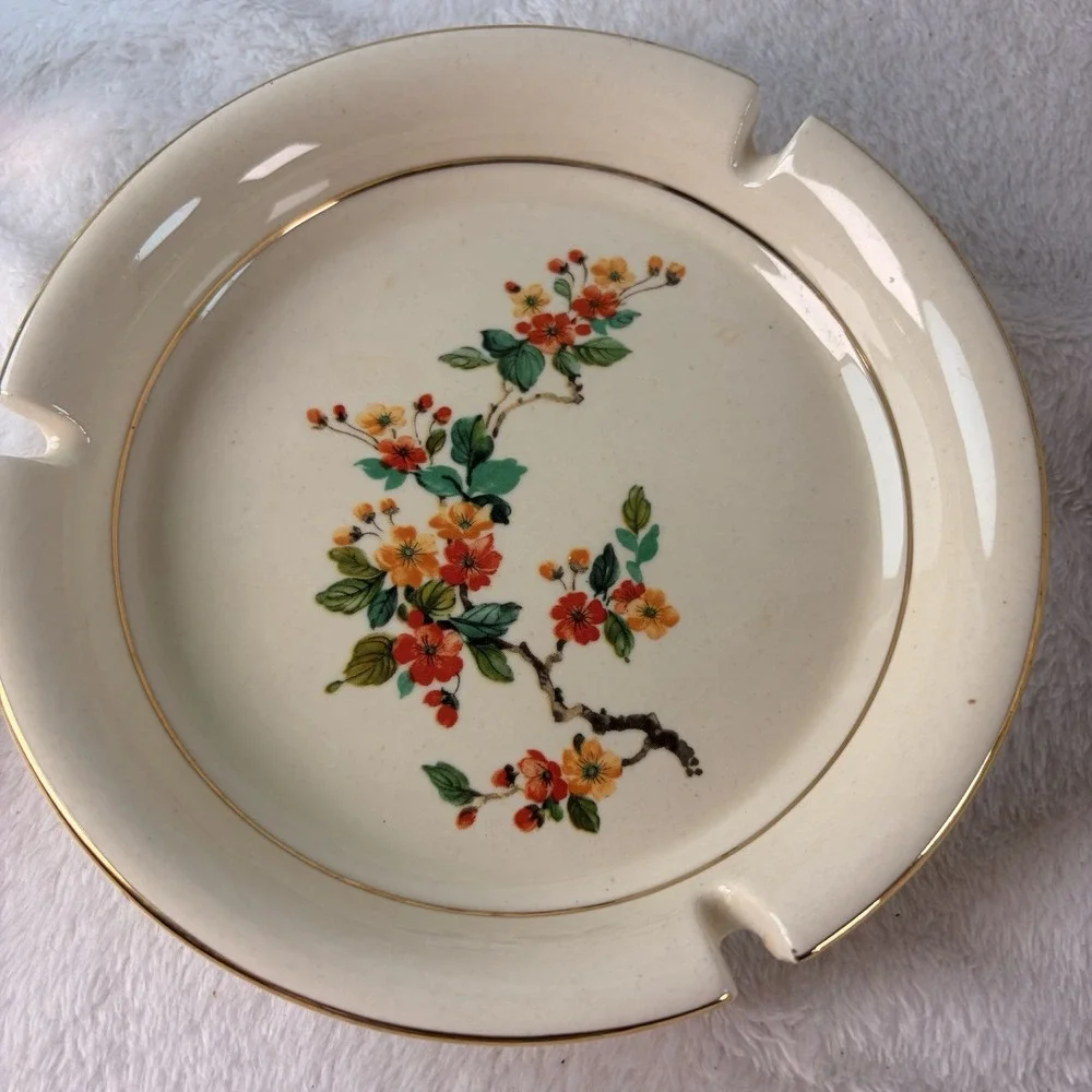 Vintage Ashtray Lot 2 Mid Century Modern Hyalyn Ceramic 118 Anchor Hocking Glass